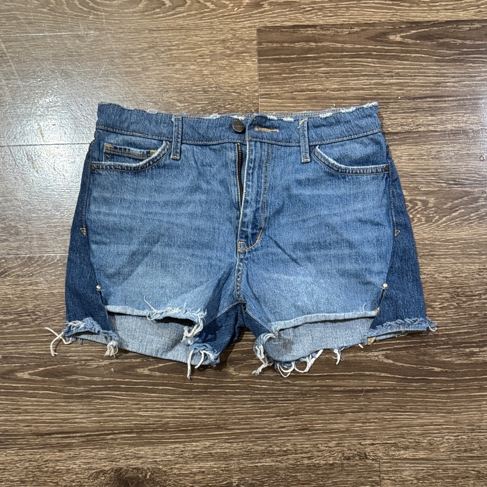 Sam Edelman Two-Tone Distressed Denim Shorts - Blue